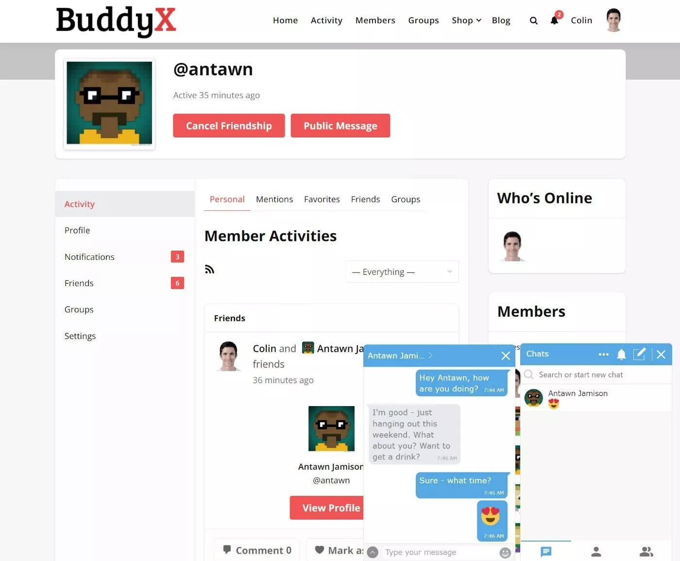 المكون الإضافي للدردشة BuddyPress