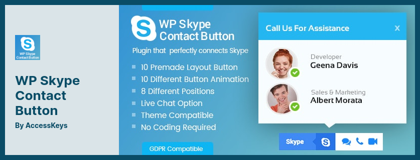 WP Skype 联系按钮插件 - WordPress 的高级 Skype 按钮插件