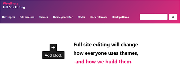 FullSiteEditing.comホームページのスクリーンショット