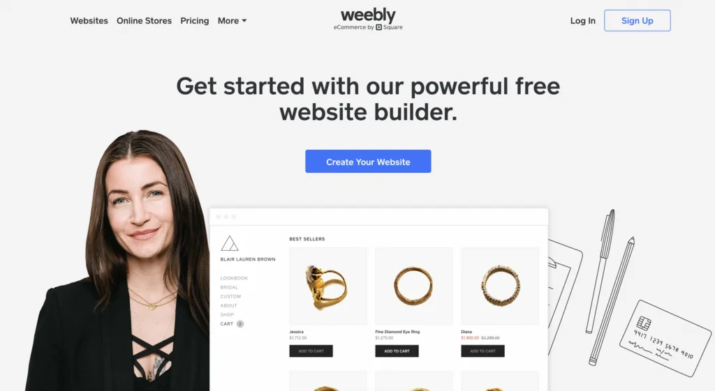WeeblyWebサイトのスクリーンショット