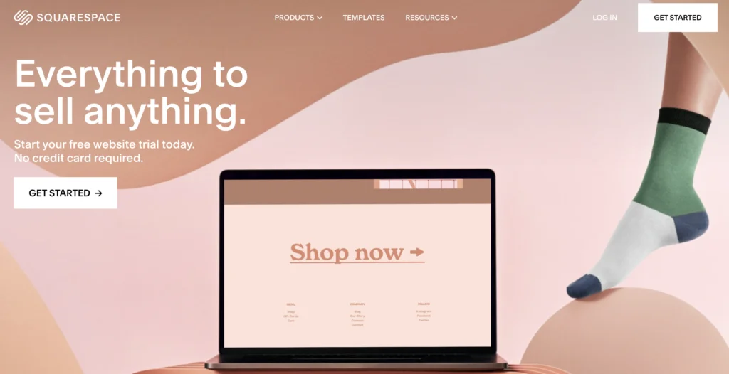 Squarespaceのウェブサイトのホームページのスクリーンショット