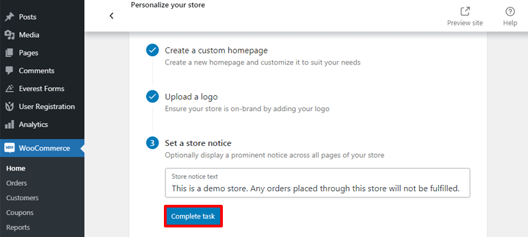 ストア通知の設定WooCommerceを使用してeコマースWebサイトを作成する方法