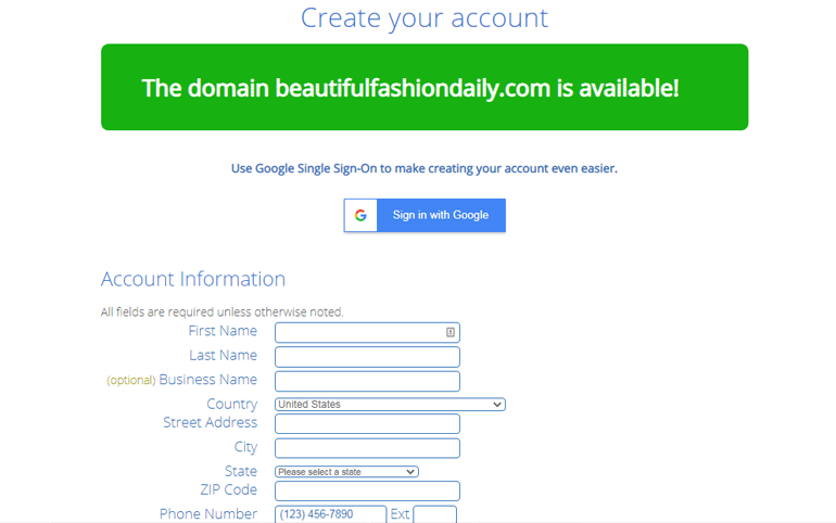 Bluehostでアカウントを作成する