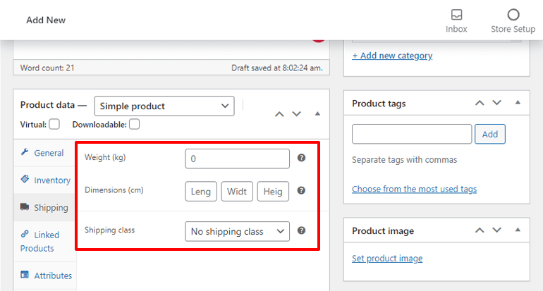 [配送]タブWooCommerceを使用してeコマースWebサイトを作成します
