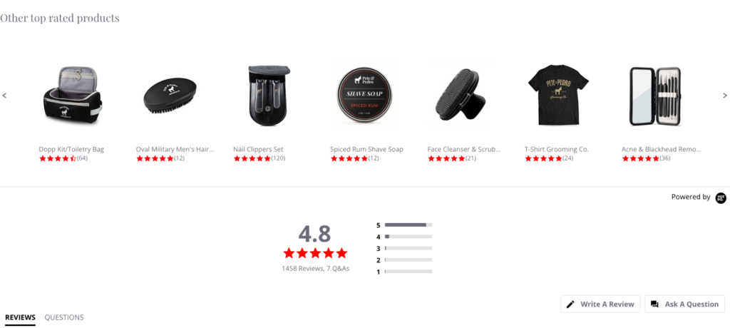 PeteandPedroのWebサイトにある関連製品の例