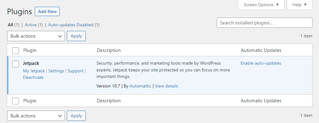 WordPress 사이트의 플러그인 목록