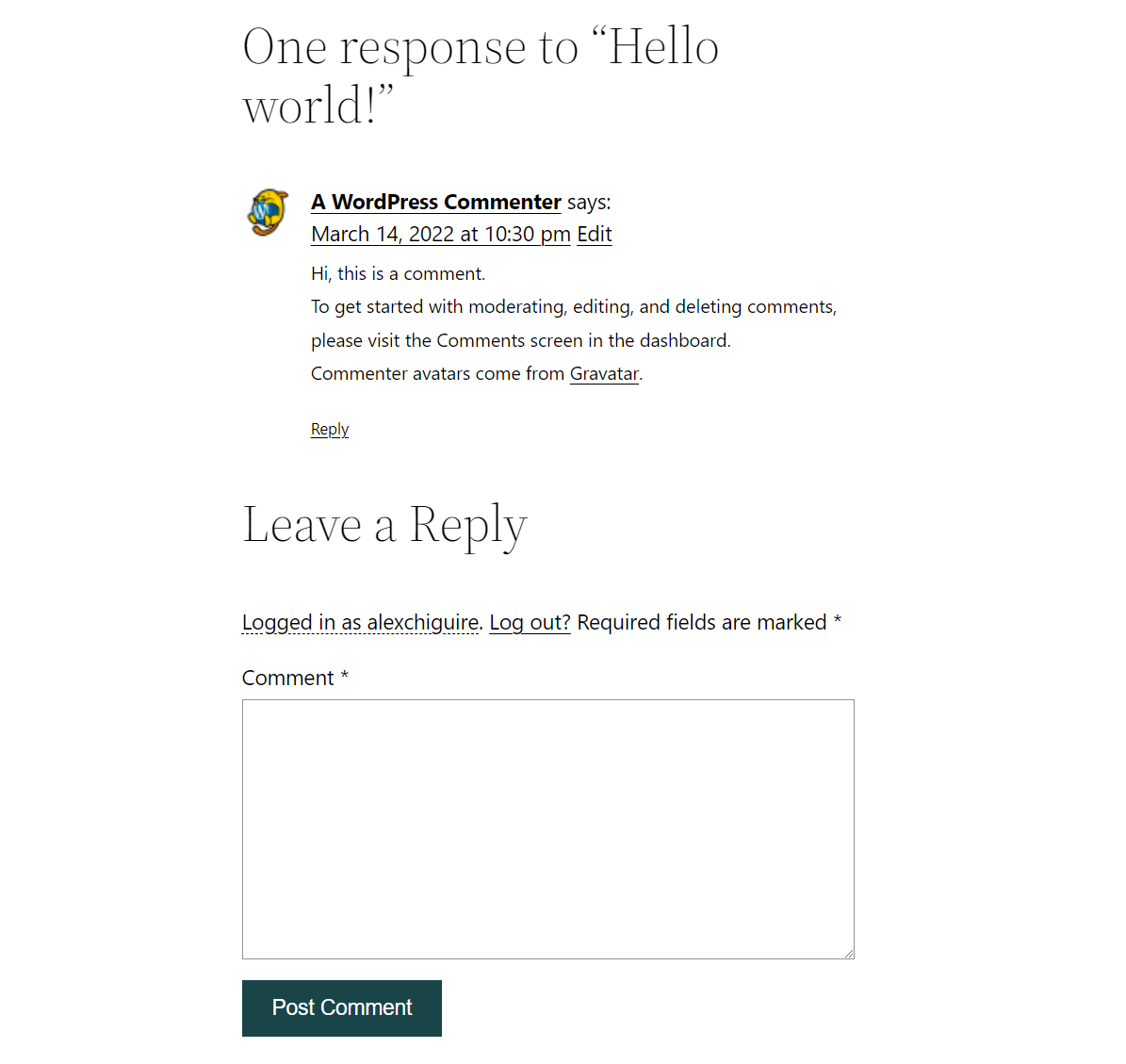 WordPress 사이트에 댓글