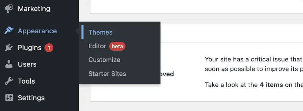 Linkul Aspect > Teme din WordPress.