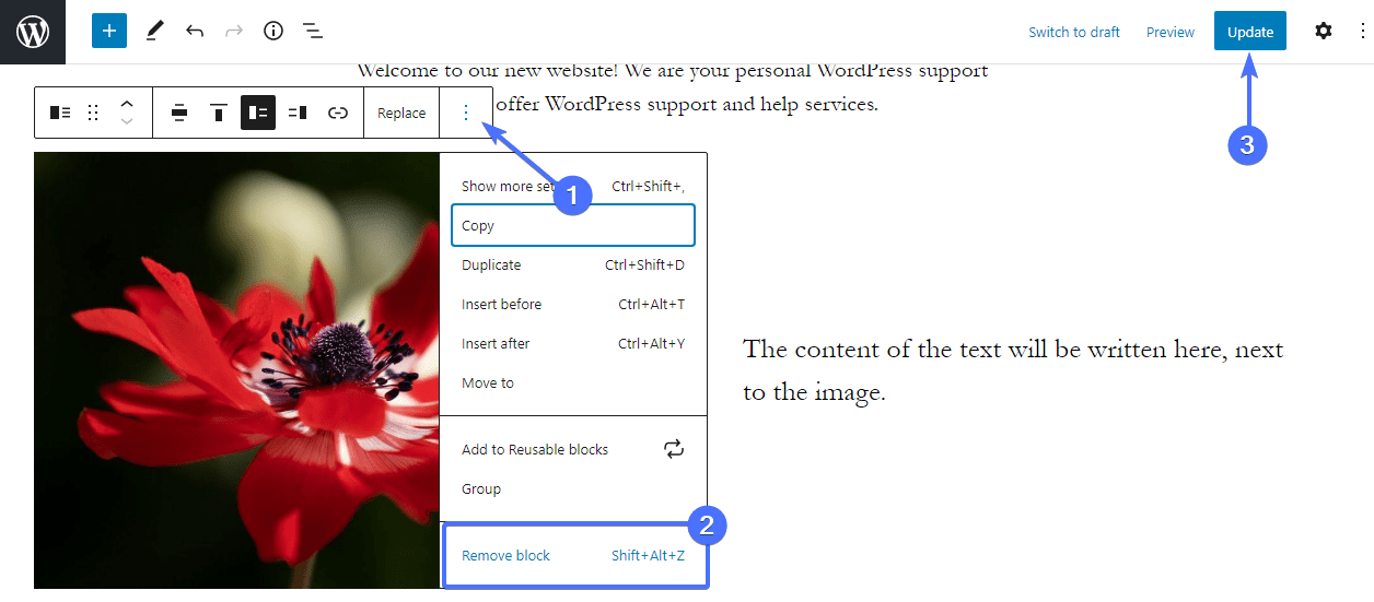 Schimbați pagina de pornire wordpress folosind editorul de blocuri