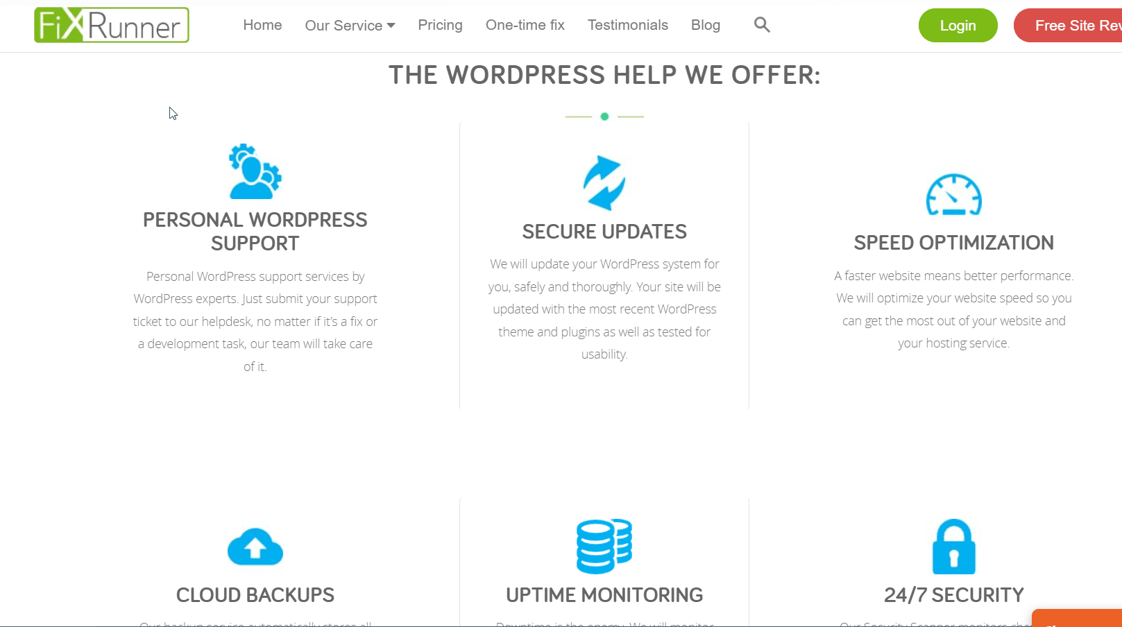 Servicii Fixrunner - schimbați pagina de pornire wordpress