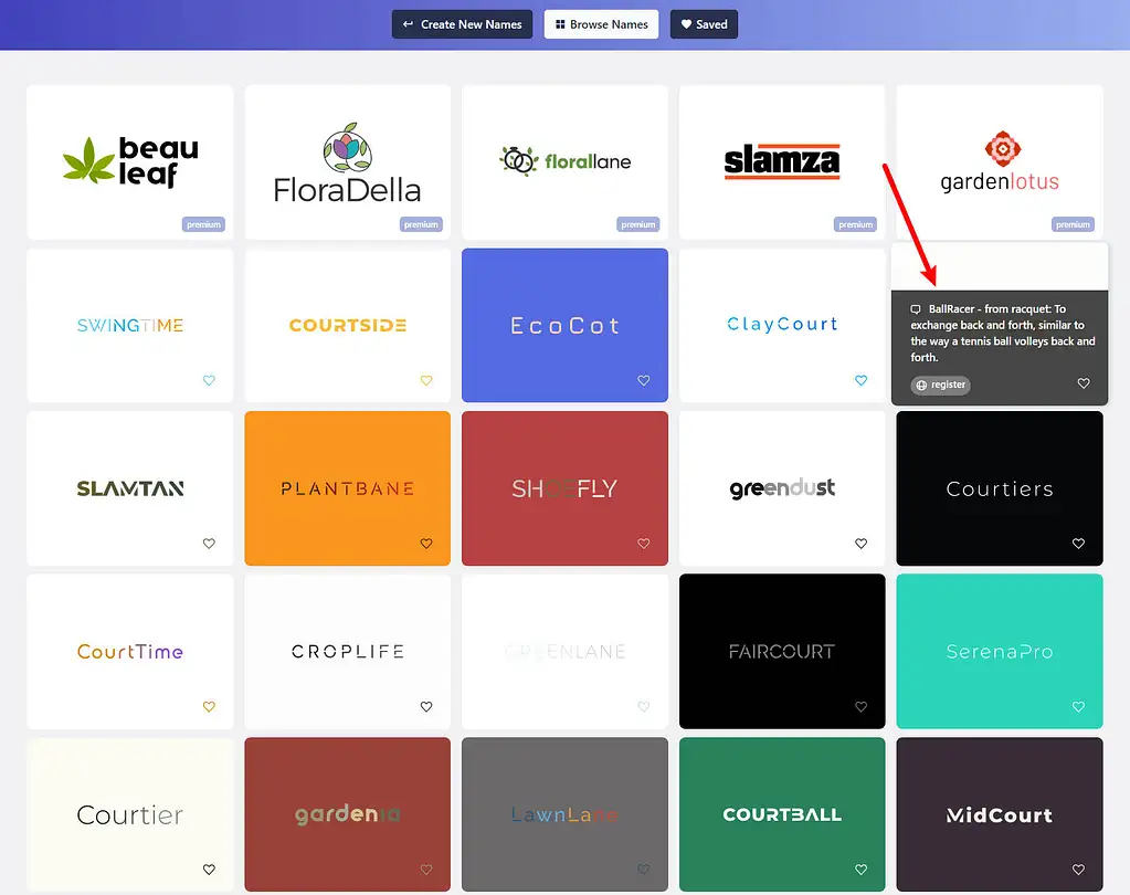 Namelix vous aide à générer des idées de noms d'entreprise et des logos