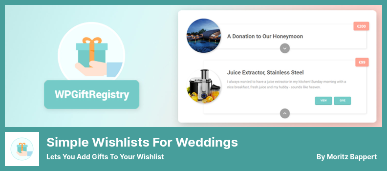 Simple Wishlists for Weddings Plugin - Ermöglicht das Hinzufügen von Geschenken zu Ihrer Wunschliste