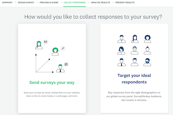如何在 SurveyMonkey 中收集调查回复。