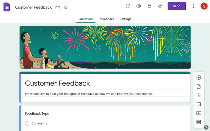Google 表单客户反馈调查。