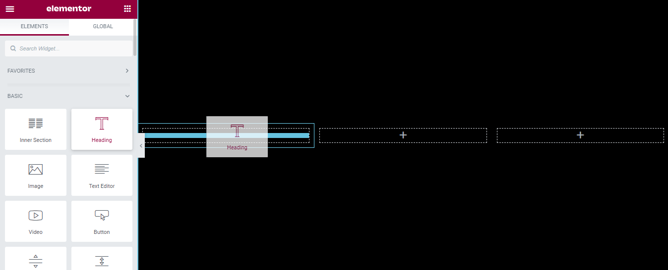 Cómo crear y editar pie de página en Elementor 3 Add Heading Widget