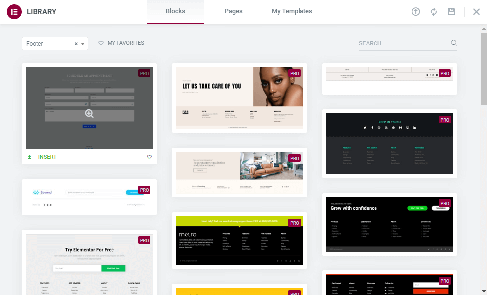 Cómo crear y editar un pie de página en Elementor 15 Select Footer Block