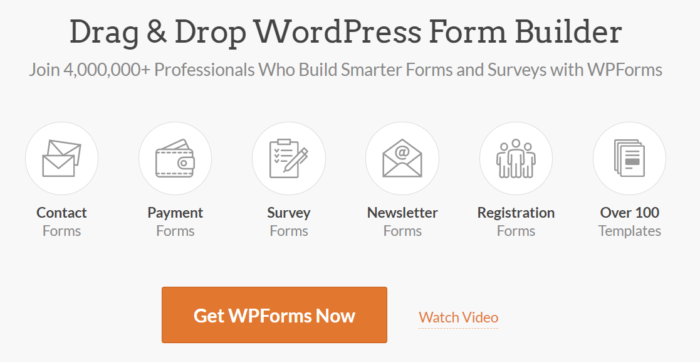 WPForms 的主頁橫幅。