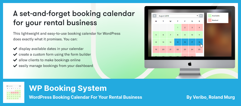 WP Booking System Plugin - Calendrier de réservation WordPress pour votre entreprise de location