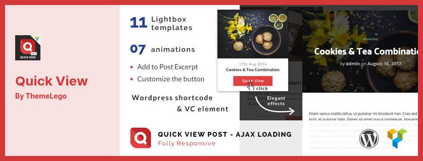 Plugin de visualização rápida - Plugin de carregamento Ajax para postagem ou página que ajuda os usuários a abrir postagem ou página do WordPress em um estilo lightbox