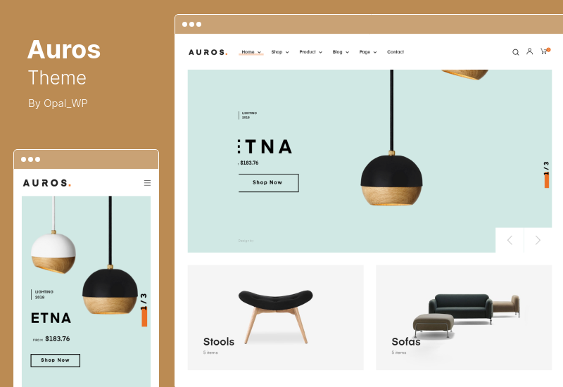 Tema Auros - Tema WooCommerce Elementor de móveis