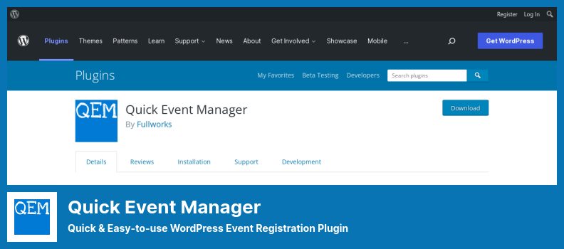 Plugin Quick Event Manager - Plugin per la registrazione di eventi WordPress veloce e facile da usare