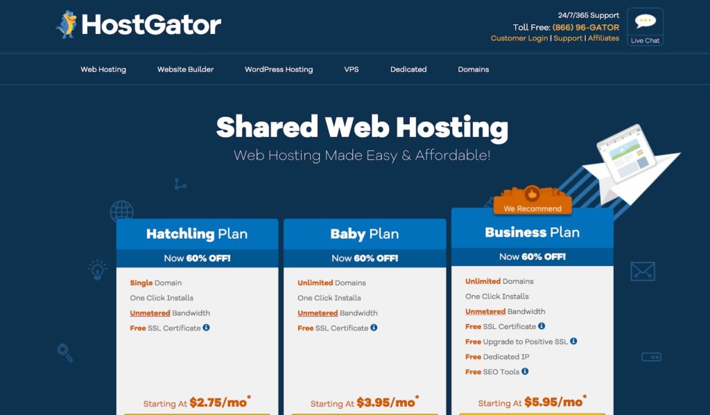 Planos de Hospedagem WordPress da HostGator (Hospedagem Compartilhada) Screenshot