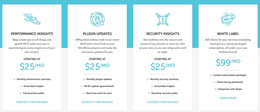 Detalhes do complemento do Flywheel (desempenho, atualizações de plug-in, segurança, etiqueta branca) Captura de tela