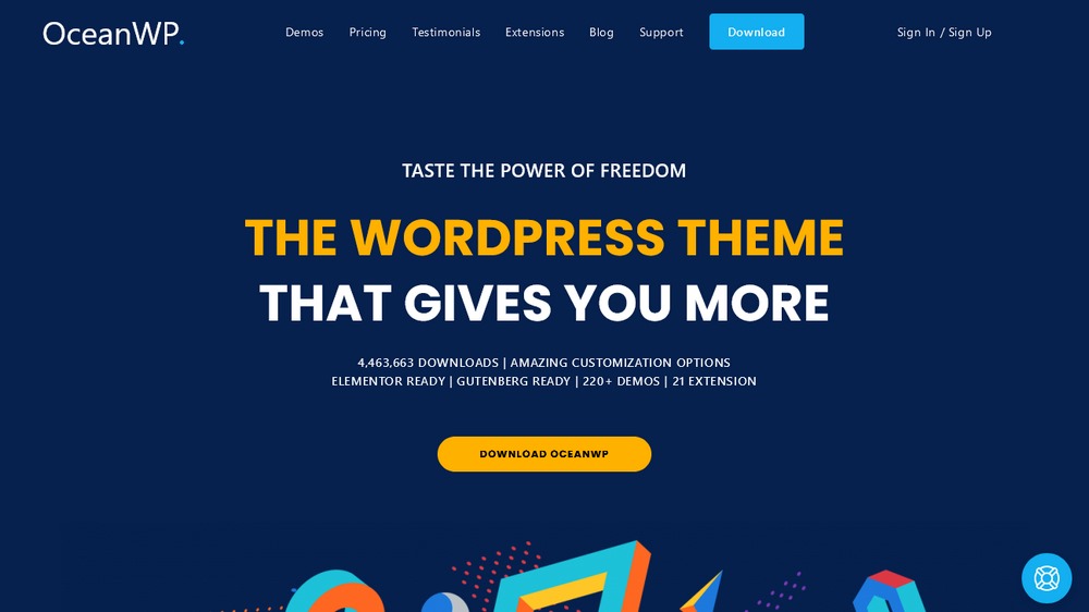 OceanWP WordPress 테마 홈페이지