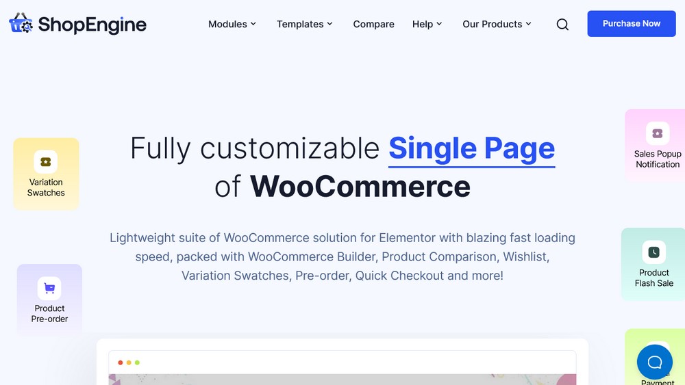 Página de inicio de ShopEngine