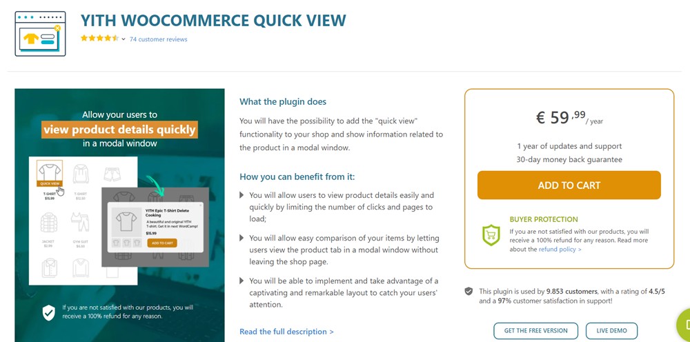 Complemento de vista rápida YITH WooCommerce