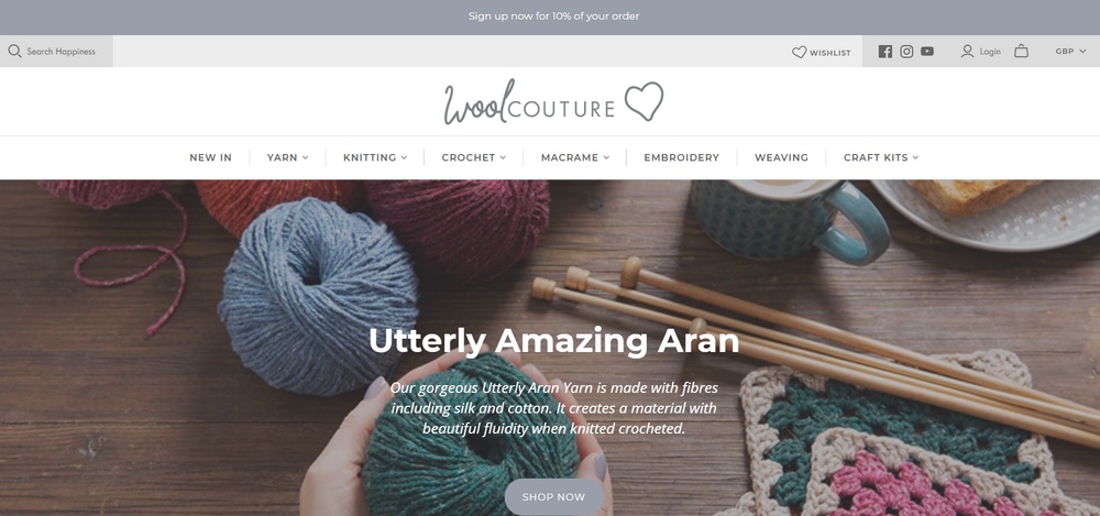 Ejemplo de sitio web de Wool Couture
