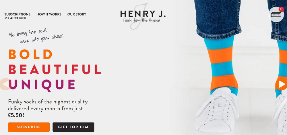 Ejemplo de sitio web de Henry J Socks