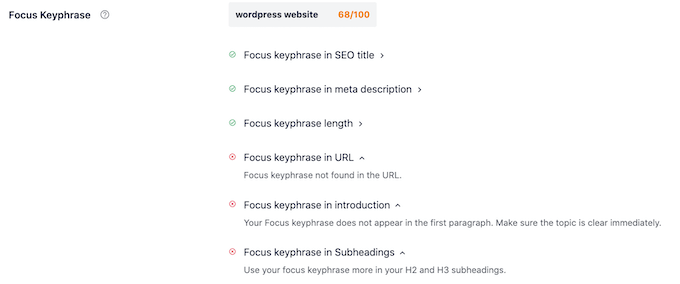 รายการตรวจสอบ SEO ของปลั๊กอิน AIOSEO The AIOSEO plugin's SEO checklist