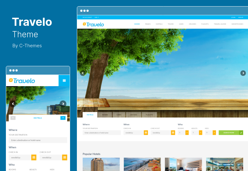 ธีม Travelo - จองทัวร์ท่องเที่ยว ธีม WordPress ที่ตอบสนองต่อ