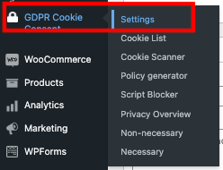 GDPR 쿠키 동의 > 설정