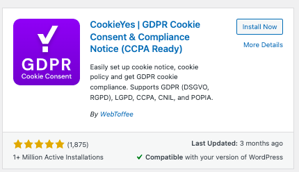 쿠키예| WordPress 플러그인 디렉토리의 GDPR 쿠키 동의 플러그인