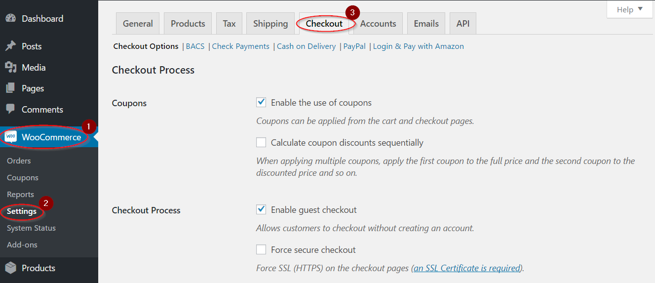 Como configurar as opções de checkout e pagamento do WooCommerce