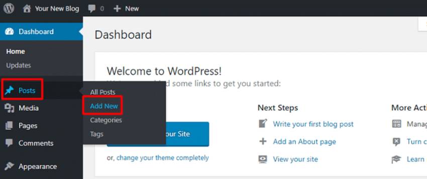 WordPressダッシュボード投稿作成オプション