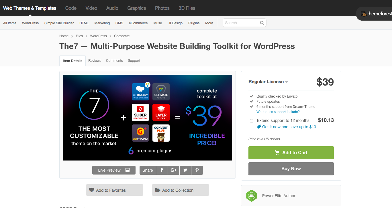 The7 WordPress 主题定价