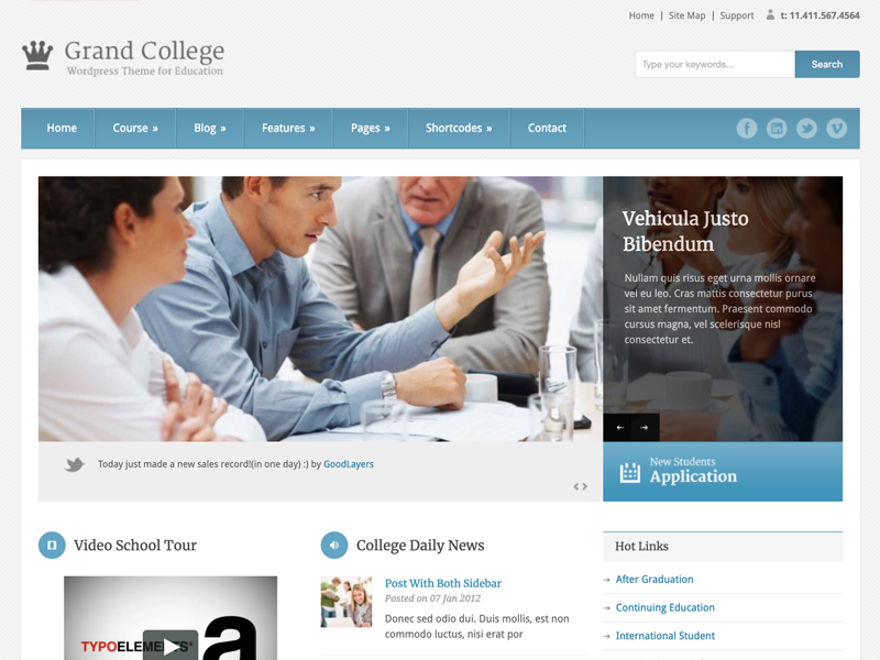 Tema WordPress educativo del Grand College