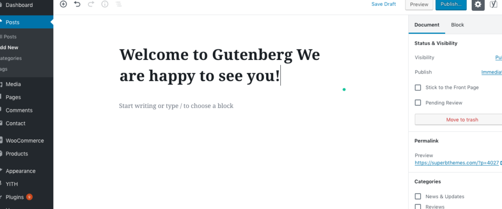 WordPress-Gutenberg-selamat datang