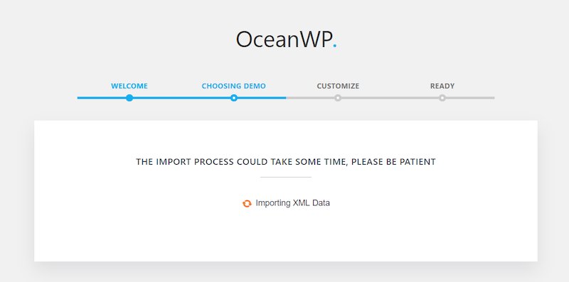 importa contenuti demo oceanwp