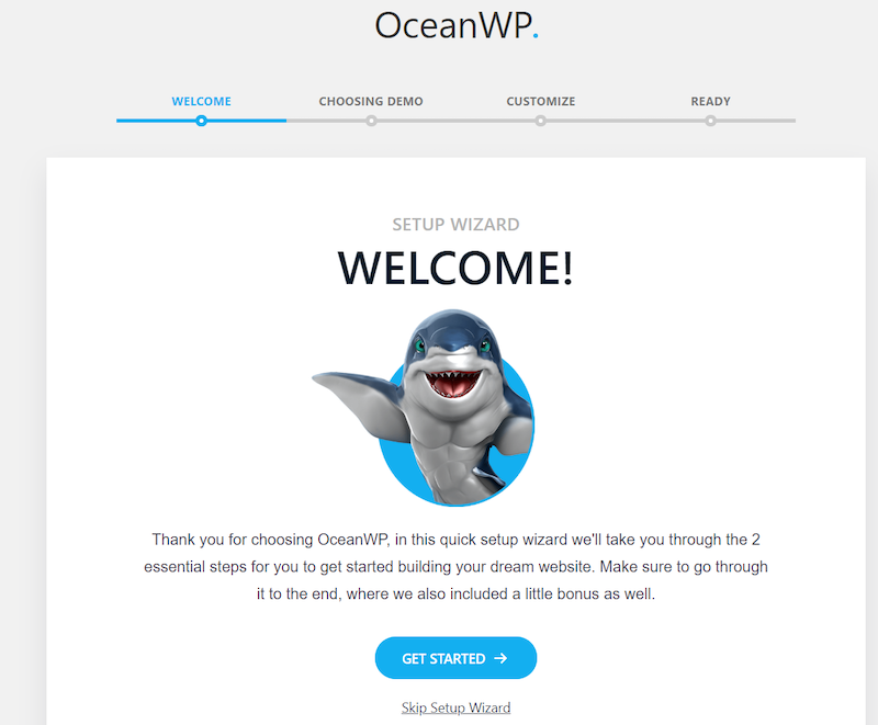 procedura guidata demo oceanwp