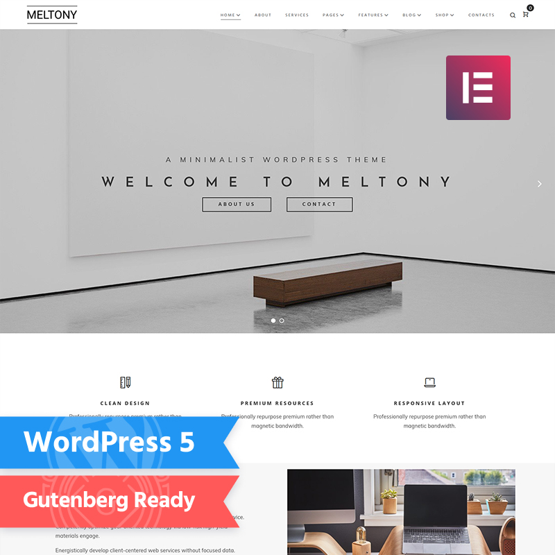 Tema Meltony WordPress creată pentru Elementor the Page Builder
