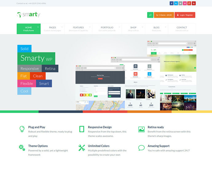 Smarty 포트폴리오 및 쇼핑 WordPress 테마