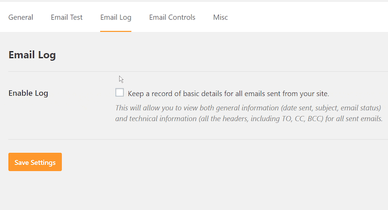 activați jurnalele de e-mail în pluginul smtp