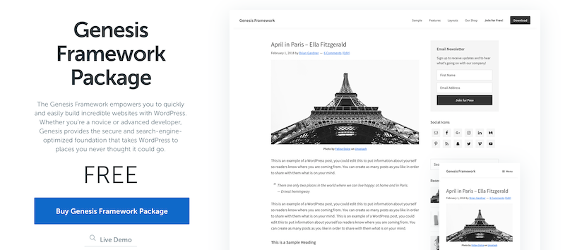 cum să descărcați gratuit tema wordpress genesis framework