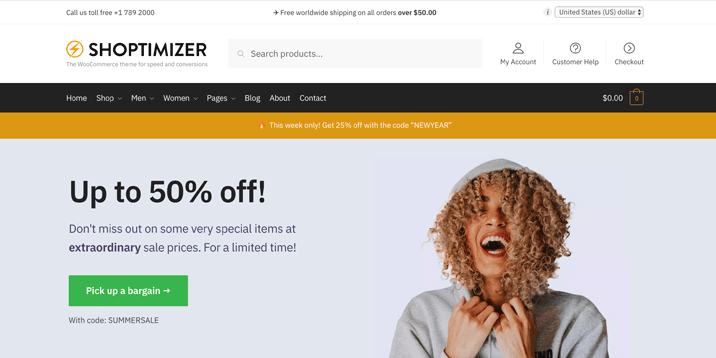 Tema e-niaga Shoptimizer