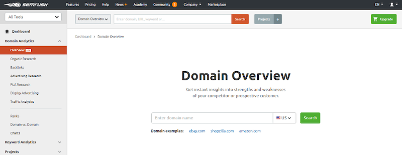 outil de référencement semrush