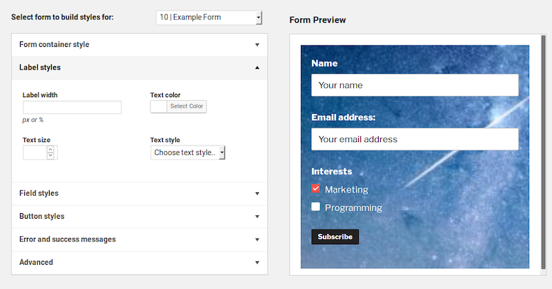 Mailchimp dla interfejsu WordPress